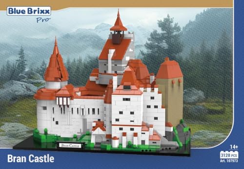 BlueBrixx Pro 107973 Schloss Bran, 3122 Klemmbausteine, Schloss Bran Geschenk für Architecture Fans, Bausteinset von BlueBrixx