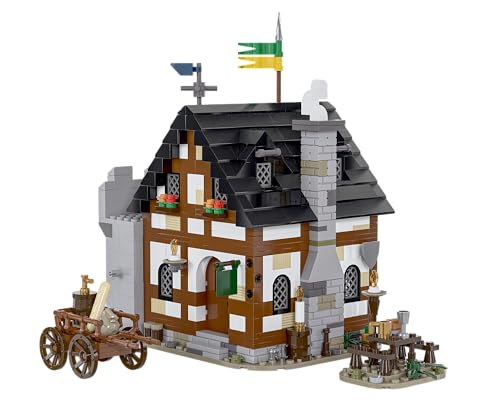 BlueBrixx Pro 108034 – Burg Bärenfels: Gasthaus aus Klemmbausteinen mit 1041 Bauelementen. Kompatibel mit Anderen Klemmbausteinen. Lieferung in Originalverpackung. von BlueBrixx