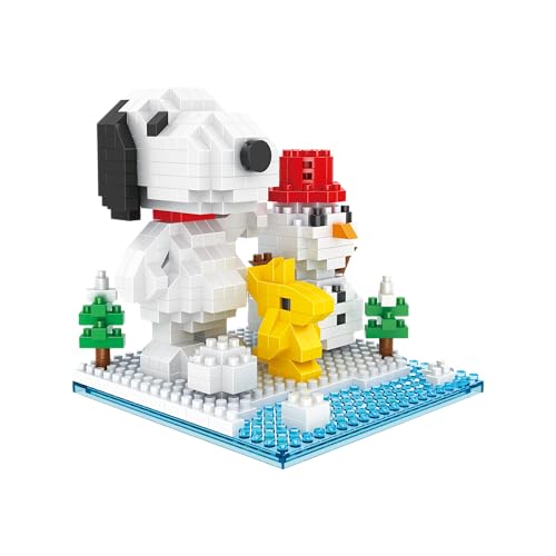BlueBrixx Pro 108139 – Snoopy und Woodstock Spaß mit Schnee (Diamond Blocks) aus Klemmbausteinen mit 463 Bauelementen von BlueBrixx