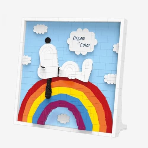 BlueBrixx Pro 108157 – Snoopy Regenbogen Bild aus Klemmbausteinen mit 685 Bauelementen von BlueBrixx