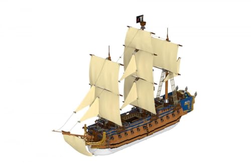 BlueBrixx Pro 108170, Blackbeards Flaggschiff: Queen Anne's Revenge aus Klemmbaustei, 6436 Klemmbausteine, Bausteinset, Geschenk für Schiffe-Fans, Bausteine der Pro-Serie von BlueBrixx