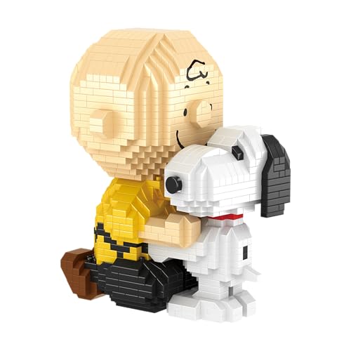 BlueBrixx Pro 108218 – Charlie Brown kuschelt mit Snoopy (Diamond Blocks) aus Klemmbausteinen mit 1416 Bauelementen von BlueBrixx