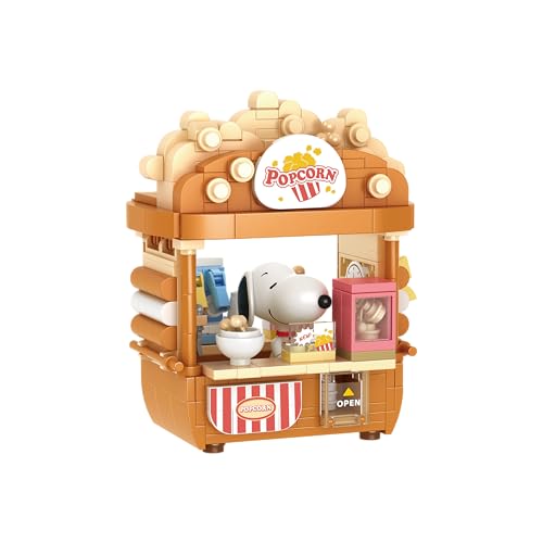 BlueBrixx Pro 108305 – Snoopys Popcorn-Stand aus Klemmbausteinen mit 355 Bauelementen von BlueBrixx