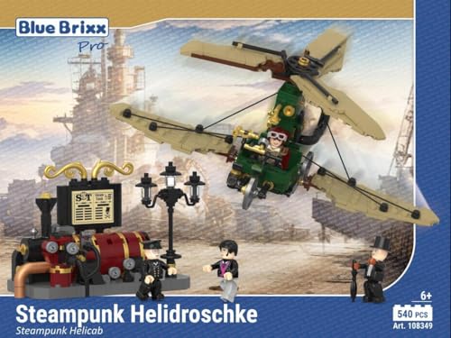 BlueBrixx Pro 108349 - Steampunk Helidroschke, 540 Klemmbausteine, Steampunk-Set, Geschenk für Steampunk Fans, Standardsteine, Bausteine der Steampunk-Serie BlueBrixx Pro 108349 - Steampunk Helidroschke, 540 Klemmbausteine, Steampunk-Set, Geschenk für Steampunk Fans, Standardsteine, Bausteine der Steampunk-Serie von BlueBrixx