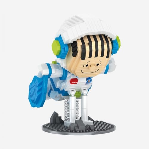 BlueBrixx Pro 108601 – Astronaut Linus (Diamond Blocks), 1175 Klemmbausteine, Peanuts-Set, Geschenk für Snoopy-Fans, Bausteine der Peanuts-Serie von BlueBrixx