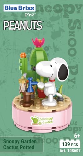 BlueBrixx Pro 108607 – Snoopy Garden „Kaktus im Topf“ aus Klemmbausteinen mit 139 Bauelementen von BlueBrixx