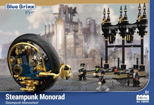 BlueBrixx Pro 108650 - Steampunk Monowheel, 508 Klemmbausteine, Steampunk-Set, Geschenk für Steampunk Fans, Standardsteine, Bausteine der Steampunk-Serie BlueBrixx Pro 108650 - Steampunk Monowheel, 508 Klemmbausteine, Steampunk-Set, Geschenk für Steampunk Fans, Standardsteine, Bausteine der Steampunk-Serie von BlueBrixx