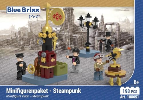 BlueBrixx Pro 108651 - Minifigurenpaket – Steampunk, 198 Klemmbausteine, Steampunk-Set, Geschenk für Steampunk Fans, Standardsteine, Bausteine der Steampunk-Serie BlueBrixx Pro 108651 - Minifigurenpaket – Steampunk, 198 Klemmbausteine, Steampunk-Set, Geschenk für Steampunk Fans, Standardsteine, Bausteine der Steampunk-Serie von BlueBrixx