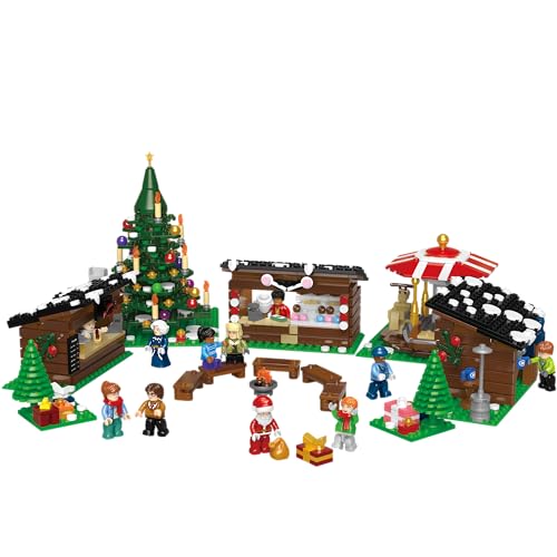BlueBrixx Pro Weihnachtsmarkt – Klemmbaustein-Set bestehend aus 1232 Bauelementen – Artikel-Nr. 107742 – Kompatibel mit Klemmbausteinen Anderer Hersteller von BlueBrixx