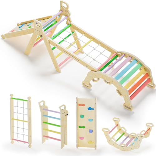BlueWood 7-in-1 Montessori Kletterdreieck mit Kletterbogen und Rutsche, Holzdreieck für Kleinkinder ab 1-3 BlueWood 7-in-1 Montessori Kletterdreieck mit Kletterbogen und Rutsche, Holzdreieck für Kleinkinder ab 1-3 von BlueWood