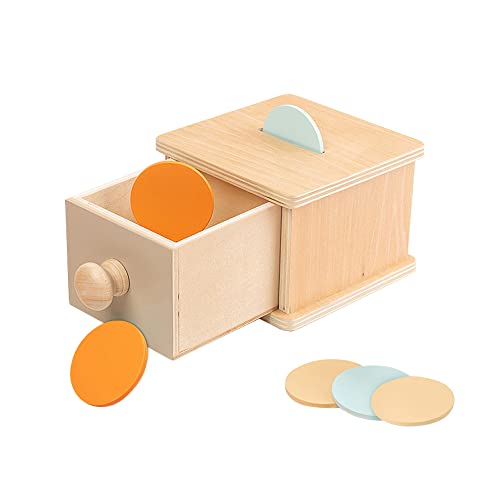 BlueXP Montessori Spielzeug ab 1 Jahr Münzbox Holz Montessori Spielzeug Formsortierung Montessori Objekt Permanenz Box Spielzeug Hand Auge Koordination Holz Spielzeug Lernspielzeug für Kleinkinder von BlueXP