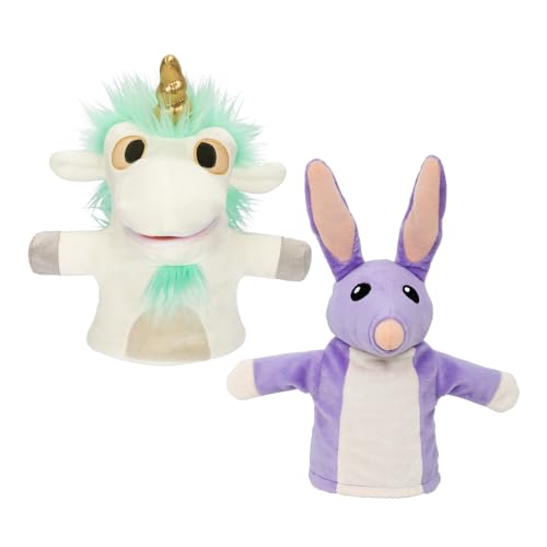 Bluey Unicorse & Bob Bilby Handpuppe Plüsch, 2 Stück, 20,3–22,9 cm, weicher Deluxe-Stoff, gestickte Details, perfekt für Kleinkinderhände, fantasievolles Spielen, offizielles Bluey Spielzeug, exklusiv von BlueY