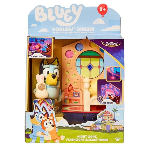 Bluey GoGlow Dream 3 in 1 Nachtlicht Kinder Nachttisch Schlaf Trainer Taschenlampe und Sleep Timer, Mehrfarbig (14345) von BlueY
