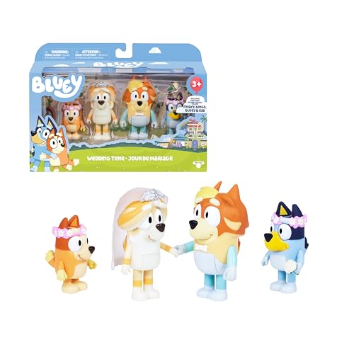 Bluey Packung mit 4 Figuren, Special Set, bewegliche Figuren, Freunde, bereit für Abenteuer, Puppen der Kinderserie, Exklusives Spielzeug, Berühmt (BLYA0100) von BlueY