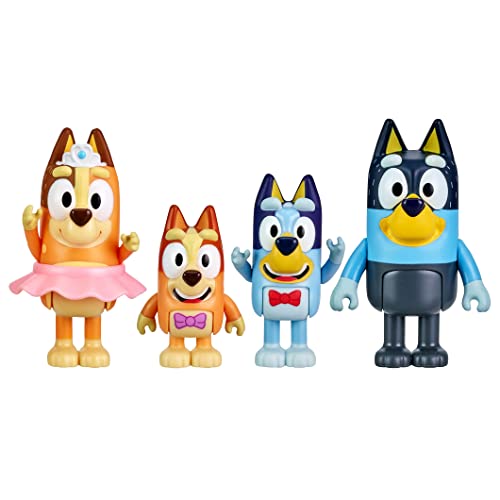 Bluey "The Show, 4er-Pack, 6,3–7,6 cm, offizielle, Bingo, Chilli (Mum) und Bandit (Papa) zum Sammeln, bewegliche Actionfiguren von BlueY