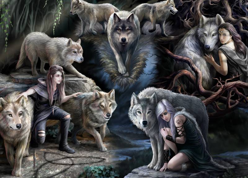 Bluebird Puzzle Anne Stokes - Wolf Collage 1500 Teile Puzzle Bluebird-Puzzle-F-90037 von Bluebird Puzzle