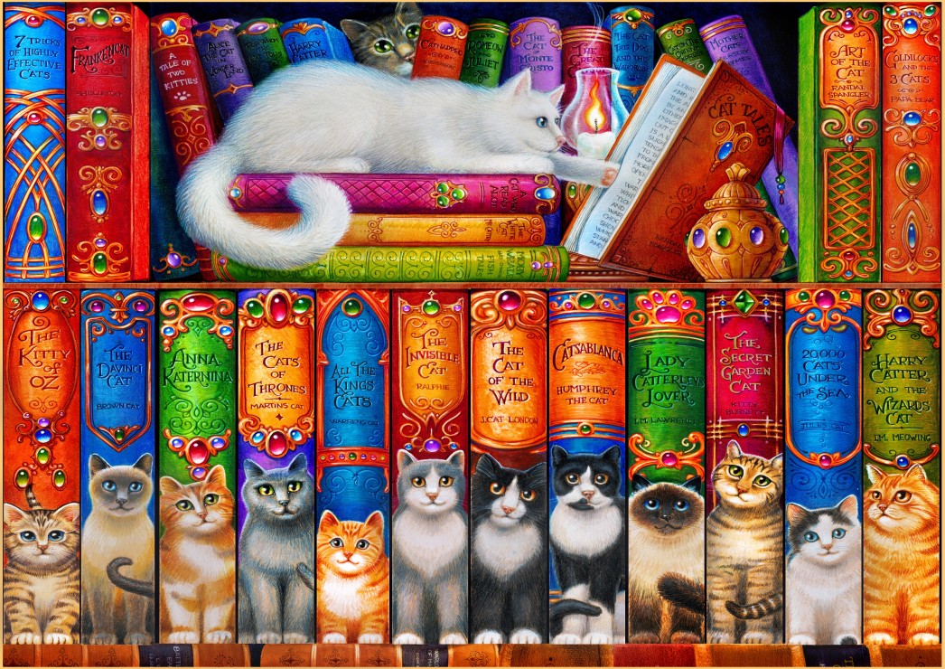 Bluebird Puzzle Cat Bookshelf 204 Teile Puzzle Bluebird-Puzzle-F-90075 von Bluebird Puzzle
