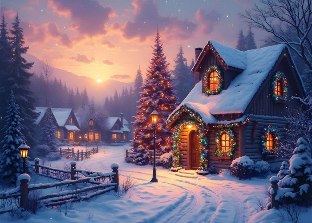 Bluebird Puzzle Cottage zur Weihnachtszeit 500 Teile Puzzle Bluebird-Puzzle-F-91076 von Bluebird Puzzle