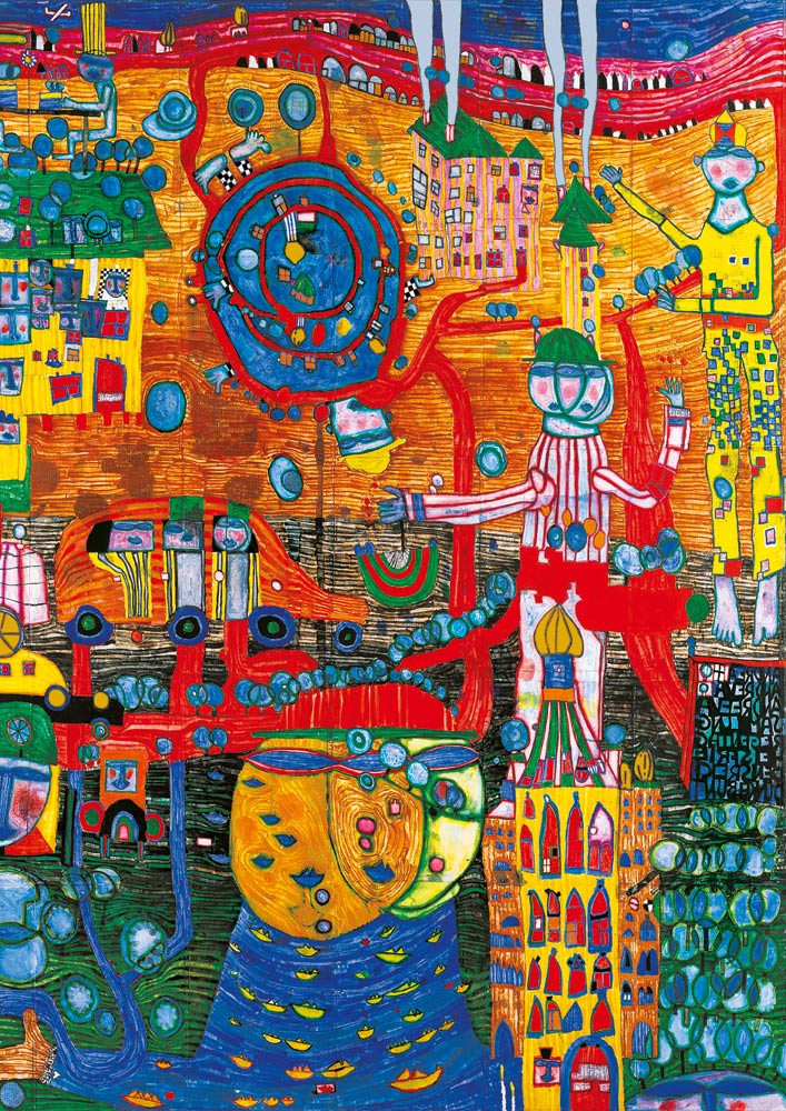 Bluebird Puzzle Hundertwasser - The 30 Days Fax Painting, 1996 1000 Teile Puzzle Art-by-Bluebird-F-60258 von Bluebird Puzzle