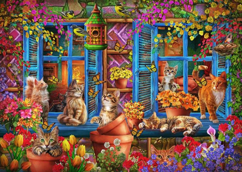 Bluebird Puzzle Katzen auf der Fensterbank 300 Teile Puzzle Bluebird-Puzzle-F-90989 von Bluebird Puzzle