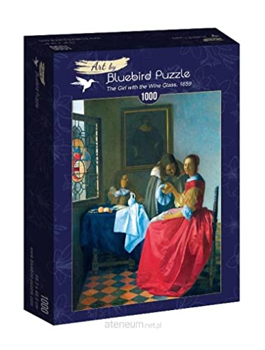 Bluebird Puzzle - Johannes Vermeer, Das Mädchen mit dem Weinglas, 1659, 1000 Teile Puzzle - Reproduktion des Berühmten Gemäldes - Puzzle für Erwachsene von Bluebird