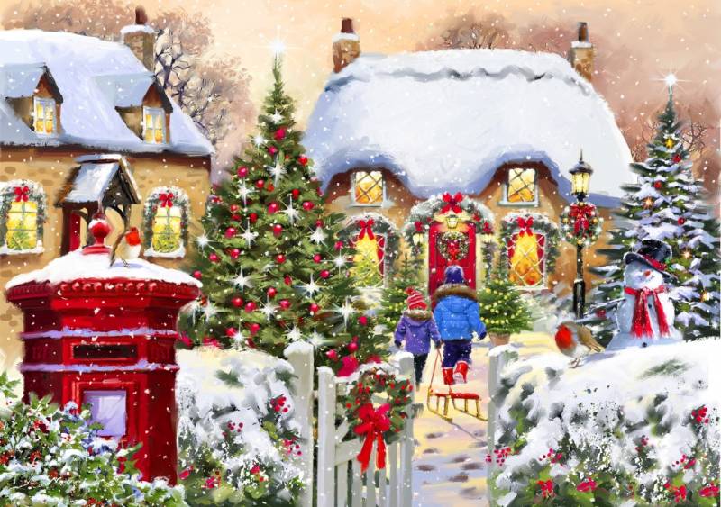 Bluebird Puzzle Winter Cottage 2000 Teile Puzzle Bluebird-Puzzle-F-90520 von Bluebird Puzzle