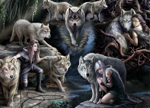 Puzzle 1500 Teile - Anne Stokes - Wolf Collage von Bluebird Puzzle