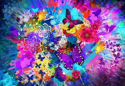 Bluebird Puzzle - Blumen und Schmetterlinge, 1000 Teile Puzzle - Originalkomposition aus Blumen und Schmetterlingen - Puzzle für Erwachsene von Bluebird