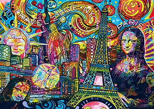 Bluebird Puzzle - Ikonisches Reisen - 1000 Teile Puzzle - Psychedelische Reise zwischen New York und Paris - Puzzle für Erwachsene von Bluebird