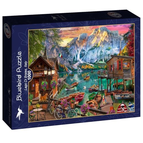 Bluebird Puzzle – Lago di Braies, Italien, Puzzle 1000 Teile – Sonnenuntergang am Braiesee in Italien – hergestellt in Frankreich von Bluebird