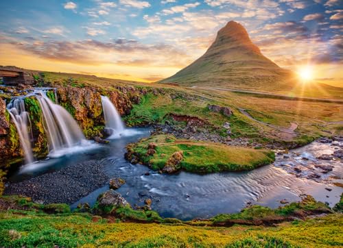 Puzzle 2000 Teile - Wasserfall in Island, Kirkjufellsfoss Puzzle 2000 Teile - Wasserfall in Island, Kirkjufellsfoss von Bluebird