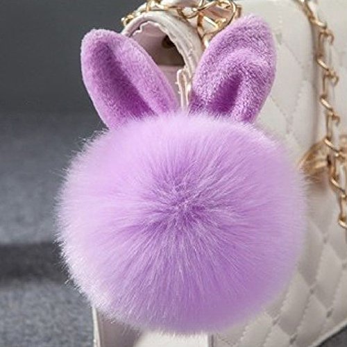Bluelans® Pom Pom Schlüsselanhänger, künstliches Kaninchenfell, flauschiger Schlüsselanhänger, Pompom-Bälle, Schlüsselanhänger, Handytasche, Anhänger, Schlüsselanhänger (lila) von Bluelans