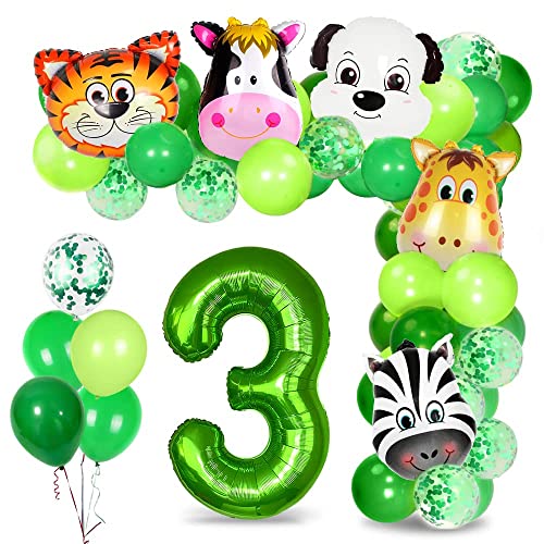 Dschungel Geburtstag Dekoration 3 jahr, 3. Geburtstag Junge, Geburtstagsdeko Jungen 3 jahre, Luftballons Geburtstag 3, für Junge Mädchen Kindergarten Safari Party Dekoration von Bluelves