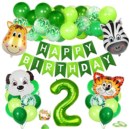 2. Geburtstag Tiere Thema Set, Deko Junge 2 Jahre, Luftballon Junge, Folienballon Grün, Kindergeburtstag Tiere Deko für Safari Party Dekoration 2. Geburtstag Tiere Thema Set, Deko Junge 2 Jahre, Luftballon Junge, Folienballon Grün, Kindergeburtstag Tiere Deko für Safari Party Dekoration von Bluelves