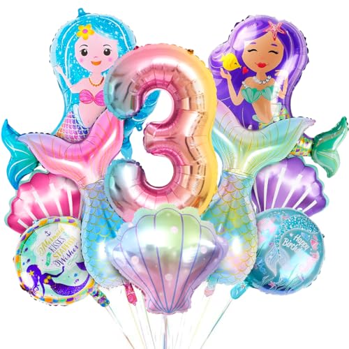 3. Geburtstag Mädchen Meerjungfrau Deko, XXL Folienballon Mermaid, Luftballons 3 Jahre Mädchen Geburtstagsdeko, Meerjungfrau Themen Ballons für 3 Jahre Mädchen Geburtstag Party 3. Geburtstag Mädchen Meerjungfrau Deko, XXL Folienballon Mermaid, Luftballons 3 Jahre Mädchen Geburtstagsdeko, Meerjungfrau Themen Ballons für 3 Jahre Mädchen Geburtstag Party von Bluelves
