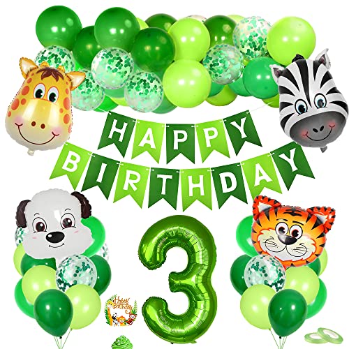 3. Geburtstag Tiere Thema Set, Geburtstagsdeko Junge 3 Jahre, 3 Geburtstag Deko, Luftballon 3. Geburtstag Junge, Folienballon 3 Grün, Kindergeburtstag Tiere Deko, für Safari Party Dekoration 3. Geburtstag Tiere Thema Set, Geburtstagsdeko Junge 3 Jahre, 3 Geburtstag Deko, Luftballon 3. Geburtstag Junge, Folienballon 3 Grün, Kindergeburtstag Tiere Deko, für Safari Party Dekoration von Bluelves