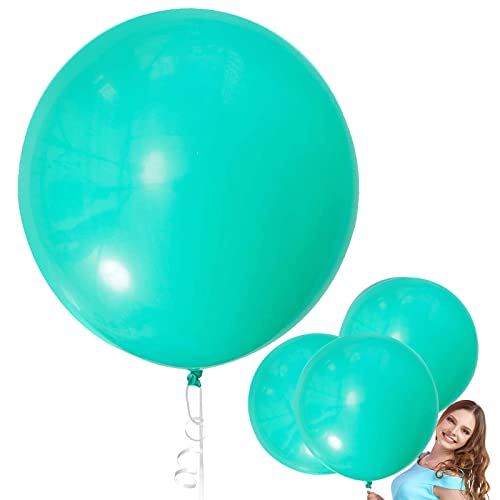 90cm Groß Ballon Türkis, 6 Stück Riese Latex Ballon, Grosse Luftballons, XXL Riesen Luftballon, Riesige Runder Luftballons, Jumbo Dicke Latex Ballon für Hochzeit Geburtstag Taufe Karnevals Deko von Bluelves
