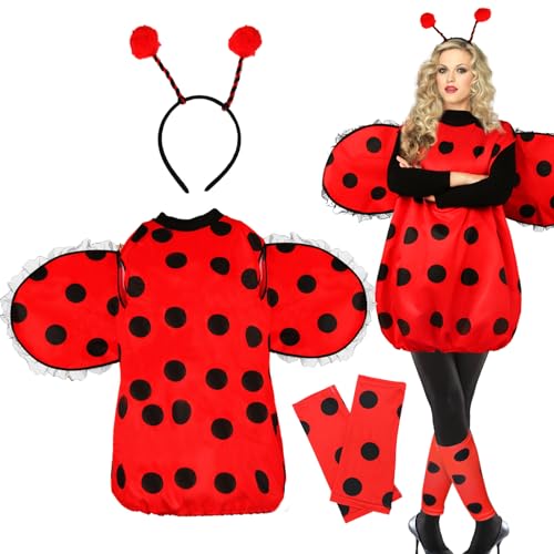 Bluelves Marienkafer Faschingskostüme Damen, Ladybug Kostüm Erwachsene Karneval, Marienkäfer Flügel Karnevalskostüme von Bluelves