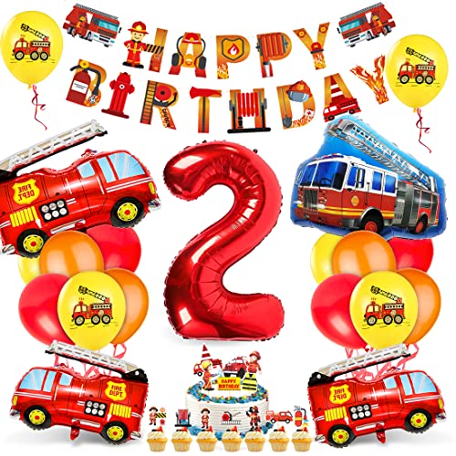 Feuerwehrauto 2 Geburtstag Luftballon, Kindergeburtstag Feuerwehrauto Deko, 2 Geburtstag Feuerwehrauto Dekoration, Junge Kindergeburtstag Deko Feuerwehrmann, Folienballon Luftballon von Bluelves