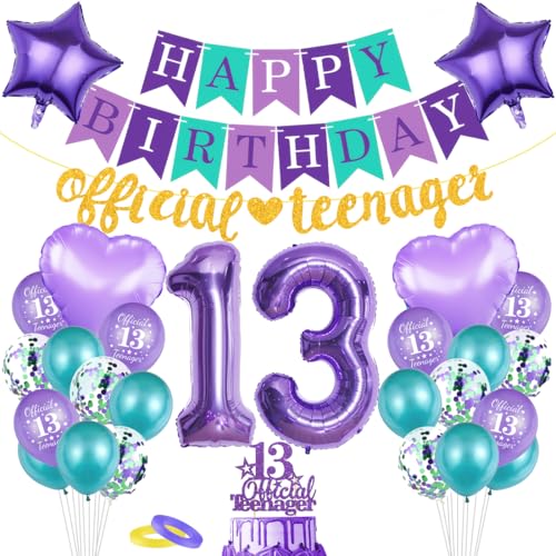 Bluelves Luftballon Geburtstagsdeko 13 Jahr, Riesen Folienballon Zahl 13, Happy Birthday Girlande 13 von Bluelves