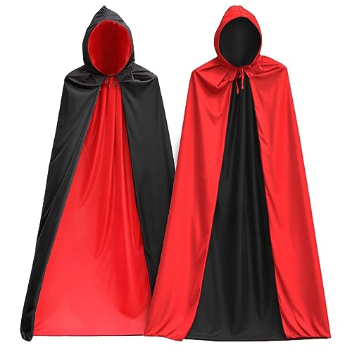 Bluelves Umhänge mit Kapuze，Cape Vampir Kostüm, Halloween Schwarz Rot Doppelseitig Cape,Karneval Halloween Weihnachten Cape Mantel,Vampir Umhang, Erwachsene Kinder Damen Männer (L) von Bluelves