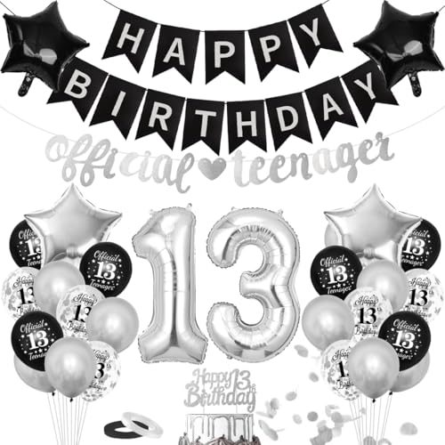 Deko 13 Geburtstag, Geburtstagsdeko 13 Jahr, Riesen Folienballon Zahl 13, Happy Birthday Girlande Folienballon Zahl 13 von Bluelves