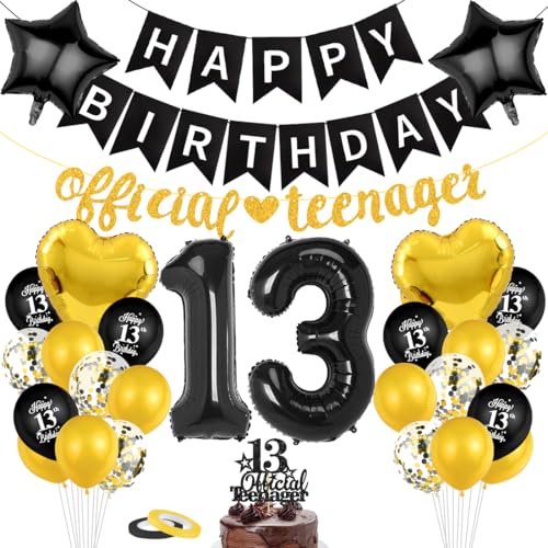 Deko 13 Geburtstag, Geburtstagsdeko 13 Jahr, Riesen Folienballon Zahl 13, Happy Birthday Girlande Folienballon Zahl 13 von Bluelves
