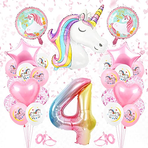 Bluelves Einhorn 4 Geburtstag Deko, Geburtstagsdeko 4. Mädchen, Folienballon Einhorn Deko, 4 Jahr Geburtstag Luftballons Rosa, Einhorn Themen Ballons für 4 Jahre Mädchen Geburtstag Party Bluelves Einhorn 4 Geburtstag Deko, Geburtstagsdeko 4. Mädchen, Folienballon Einhorn Deko, 4 Jahr Geburtstag Luftballons Rosa, Einhorn Themen Ballons für 4 Jahre Mädchen Geburtstag Party von Bluelves