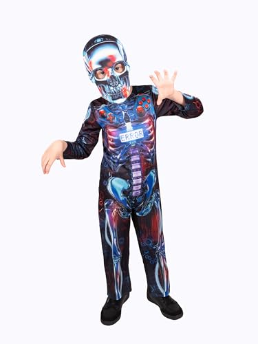 Glow in the Dark Gamer Skelett Kostüm für Jungen - Digitaler Skelett-Overall mit Eva-Ziffern bedruckte Maske - 8-10 Jahre von Blues Group