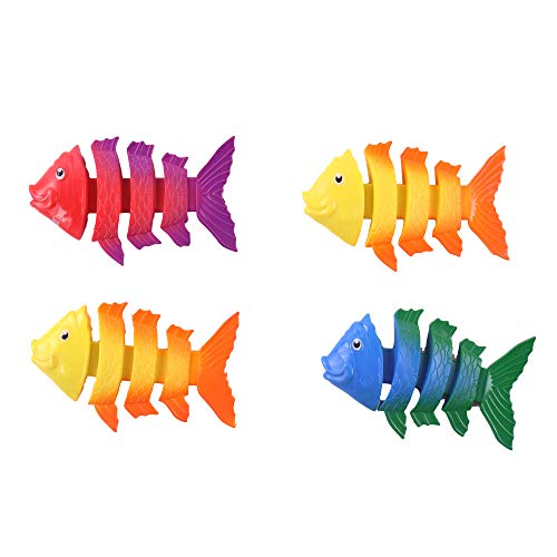BLUE SKY - Set mit 4 beschwerten Fischen - Tauchspiel - 040168 - Mehrfarbig - Kunststoff - 11 cm x 7 cm - Kinderspielzeug - Outdoor-Spiel - Pool - Ab 5 Jahren von BLUE SKY