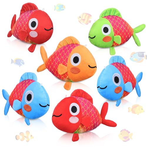 Blueweenly 12 Packungen Ozean-Mottoparty-Zubehör, glänzende Schuppen, gefüllte Fische, Plüschtiere, 21,6 cm, bunte Mini-Plüschfische für unter dem Meer, Belohnungen, Sommer, Strand, Pool, Party von Blueweenly
