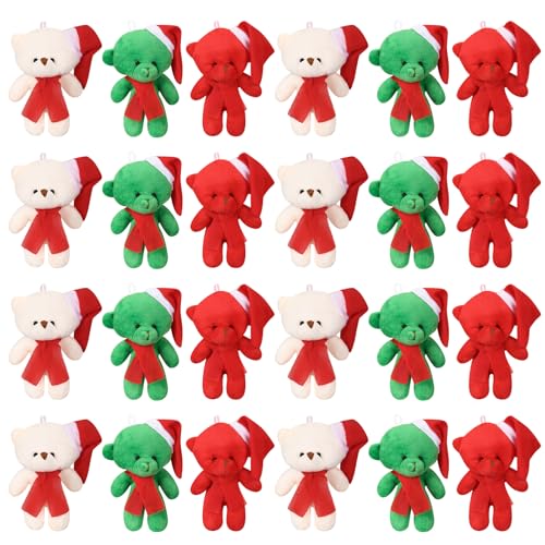 Blueweenly 24 Stück kleine Plüschbär-Schlüsselanhänger mit Hut und Schal für Weihnachtsbaum, hängende Dekorationen, Strumpffüller, Geburtstagsparty, 11,4 cm Blueweenly 24 Stück kleine Plüschbär-Schlüsselanhänger mit Hut und Schal für Weihnachtsbaum, hängende Dekorationen, Strumpffüller, Geburtstagsparty, 11,4 cm von Blueweenly