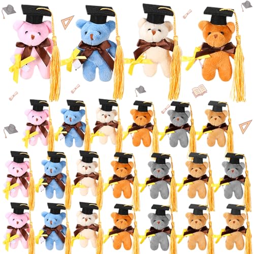 Blueweenly Mini-Plüschbären zum Schulabschluss, Großpackung "Congrats Grad", kleine Plüschtiere mit Abschlusshut, kleiner Abschlussbär, Puppe, Schlüsselanhänger für Kindergarten, Uni, High School, Blueweenly Mini-Plüschbären zum Schulabschluss, Großpackung "Congrats Grad", kleine Plüschtiere mit Abschlusshut, kleiner Abschlussbär, Puppe, Schlüsselanhänger für Kindergarten, Uni, High School, von Blueweenly