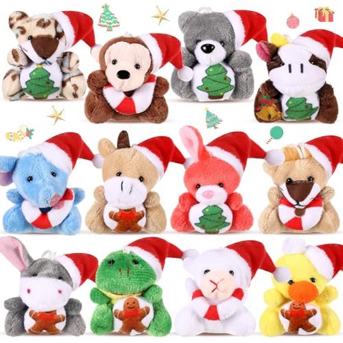 Blueweenly Mini-Plüschtiere, Schlüsselanhänger mit Weihnachtsmannmütze, kleine Weihnachtspuppen-Ornamente, Weihnachtsbaum-Dekoration für Partygeschenke, Klassenzimmer, Preis, Strumpffüller, 12 Stück Blueweenly Mini-Plüschtiere, Schlüsselanhänger mit Weihnachtsmannmütze, kleine Weihnachtspuppen-Ornamente, Weihnachtsbaum-Dekoration für Partygeschenke, Klassenzimmer, Preis, Strumpffüller, 12 Stück von Blueweenly